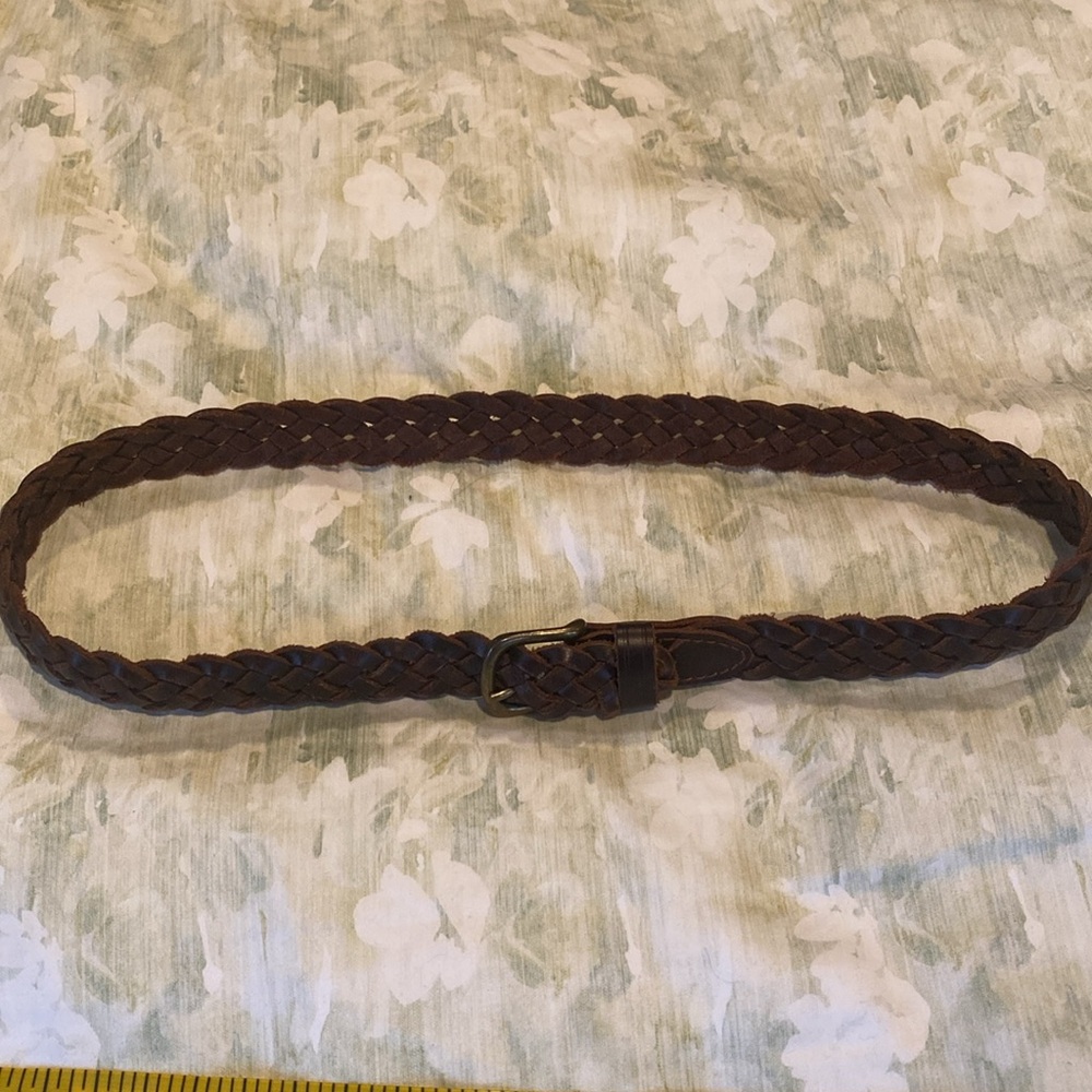 Brown Braided Belt with goldtone hardware